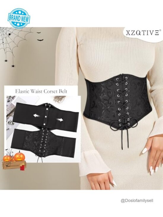 Wide Elastic Lace Up Corset Belt Waist Cinch for Costume main image 5